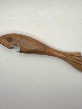 Vintage Oliv Art Wooden Shark Bottle Opener Stamped Made In Spain
